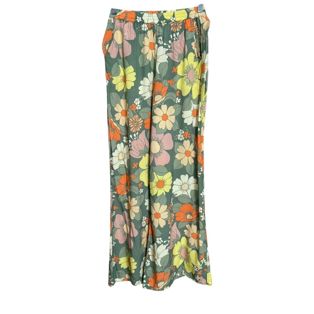 ALBERTINE Floral Bohemian Retro Pants Size XS 100% Viscose Elasticated Waistline - Picture 3 of 8